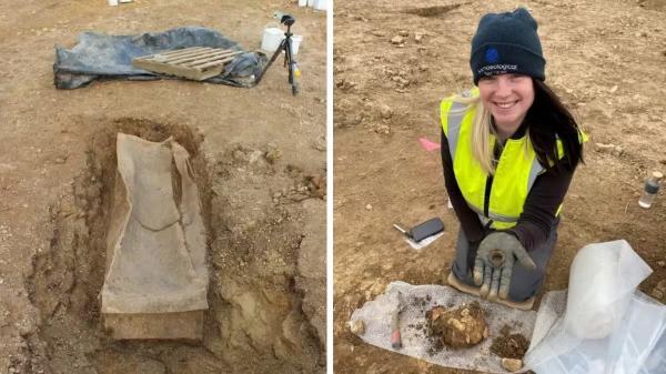 کشف گورستان رومی و تابوت سربی 1600 ساله در انگلستان